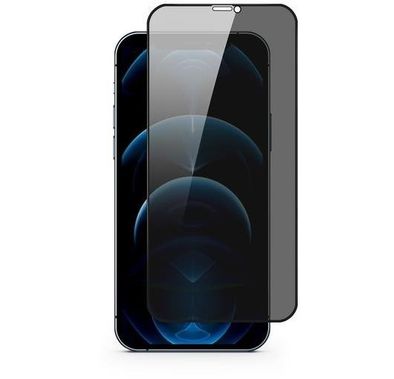 iGuard by Porodo 3D Privacy Glass Screen Protector for iPhone 12 / 12 Pro (6.1") Full Screen Protection, Seamless Fitting, Anti-Peeping 180 Degree Privacy Tempered Glass Black