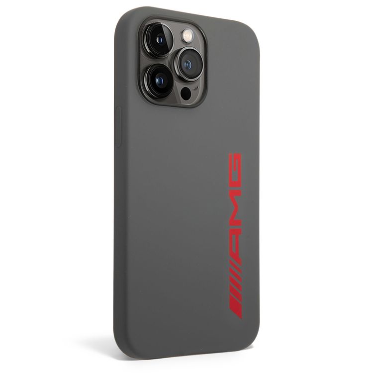 AMG Liquid Silicone Case with Colorful AMG Logo Bumper ProtectioniPhone 14 Pro Compatibility - Red