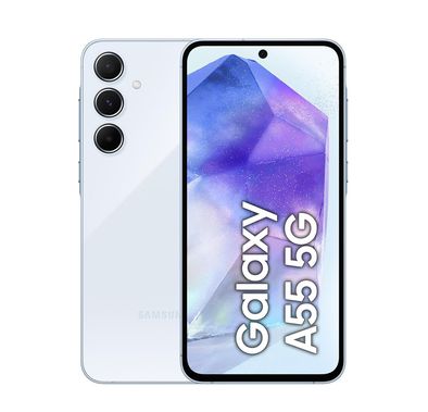 هاتف ذكي Samsung Galaxy A55 5G إصدار TRA، ذاكرة وصول عشوائي 8 جيجا بايت، سعة تخزين 256 جيجا بايت، هاتف Android 5G، 2024 - أزرق