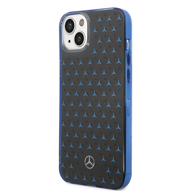 Mercedes-Benz Double Layer PC/TPU Case with Large Star Pattern iPhone 14 Plus Compatibility - Black / Blue