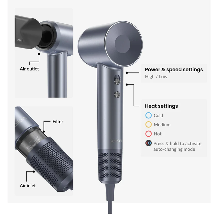مجفف شعر خاص من لايفين سويفت - فضي أزرق