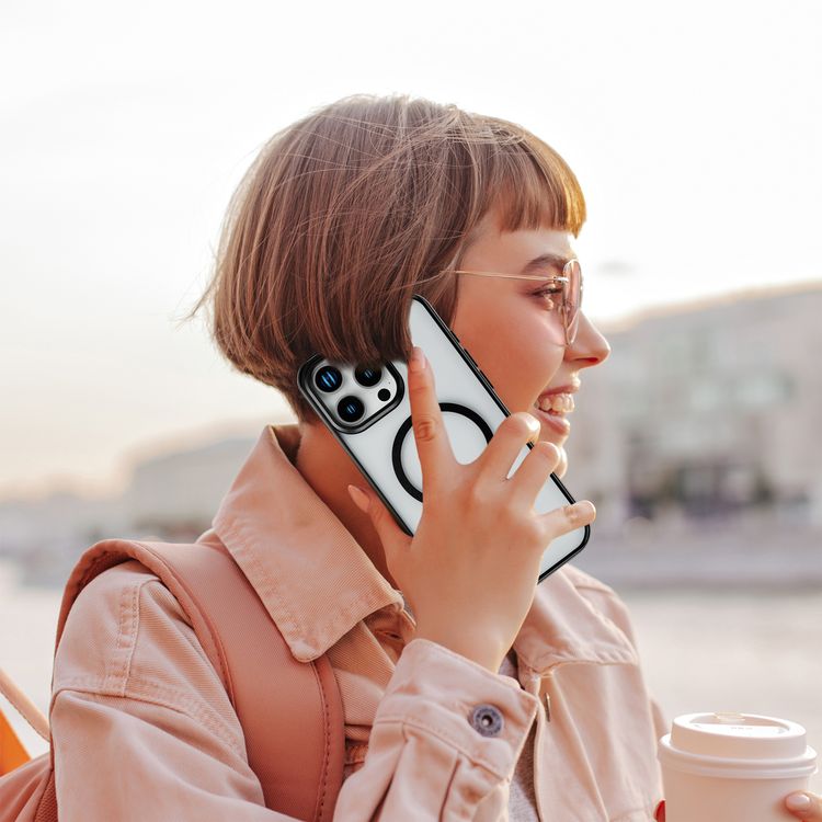 كفر حماية Levelo Elio PC مع حامل حلقي للكاميرا لهاتف iPhone 16 Pro، حامل مدمج، متوافق مع MagSafe - أسود 