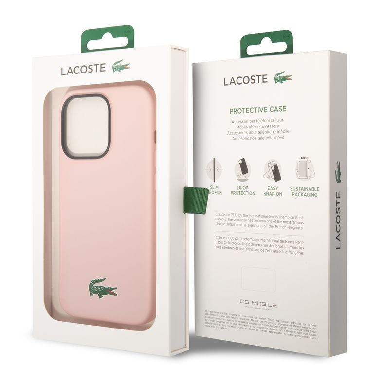 Lacoste iPhone 15 Pro For HC Magsafe Silicone Croc Logo - Pink