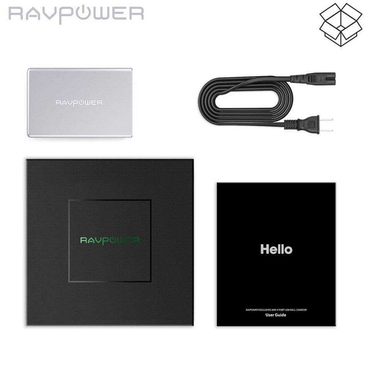 Charging Station RAVPower RP-PC030 4-Port Home USB Charging Station - Silver