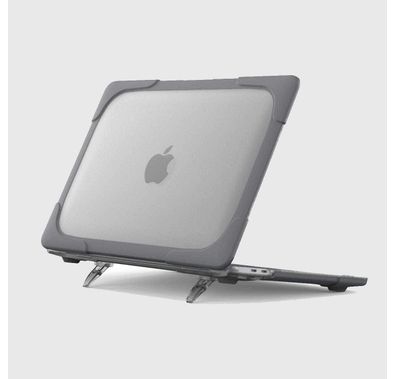 Green Lion Armor Shell Shockproof Case, Heavy Duty Hard Shell Protective Cover with Fold Kickstand Compatible for MacBook Pro 16" ( 2019 ) Easy Access to All Ports, 360° Full Protection - Gray