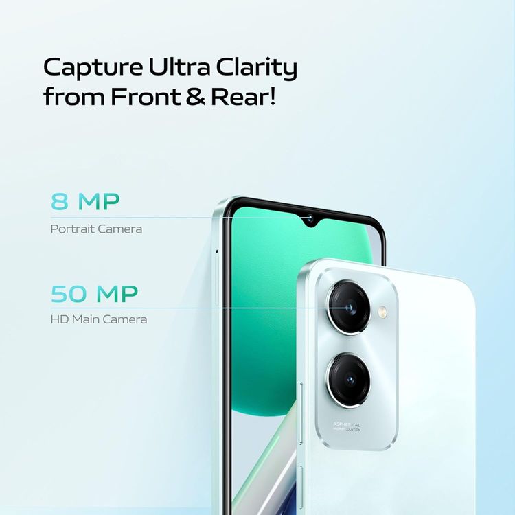 Xiaomi vivo Y18 TRA Version, 6.56", 6GB RAM, 128 Storage, 50MP, Dual SIM, Android 14, GSM, HSPA, LTE - Wave Aqua