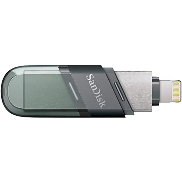 SanDisk 256GB iXpand Flash Drive Flip USB 3.1 Gen 1 for iPhone/iPad SDIX90N 256G GN6NN, Black, SDIX90N 256G GN6NE