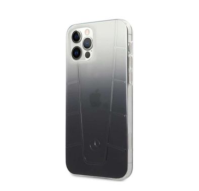 CG Mobile Mercedes-Benz Transparent Case Embossed 2 Compatible for iPhone 12 Pro Max(6.7") Shock & Scratch Resistant, Easy Access to All Ports, Drop Protection Back Cover Suitable with Wireless Chargers Officially Licensed - Black Gradient