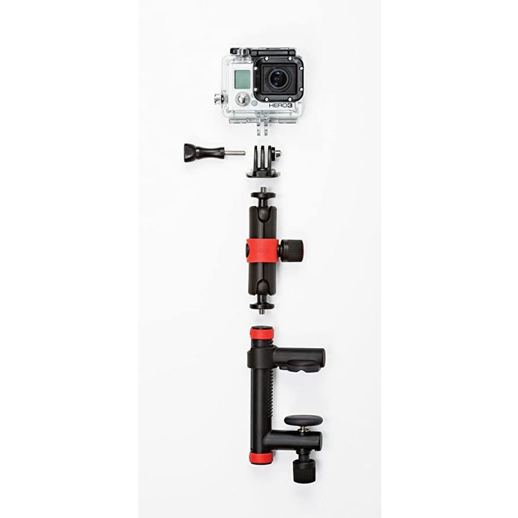 JOBY Action Clamp and Locking Arm for GoPro and Sports Action Video Cameras, Black/Red, JB01291BWW, One Size