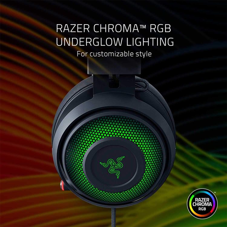 Razer Kraken Ultimate USB Surround Sound Headset with ANC Microphone, Chroma RGB Lighting, Retractable Active Noise Cancelling Mic, Aluminum & Steel Frame - Black