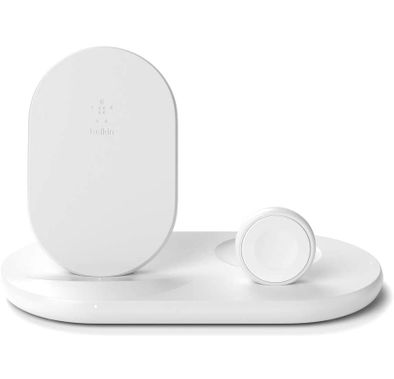 شاحن لاسلكي من بيلكن 3 في 1 شاحن لاسلكي 7.5 وات - أبيض
