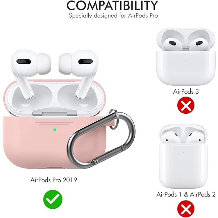 Ahastyle Retro 3D Design Premium Silicone Case with Carabiner Compatible for AirPods Pro - Ergonomic Classic Design - Dust & Shockproof Cover Supports Wireless Charging - Sakura Pink