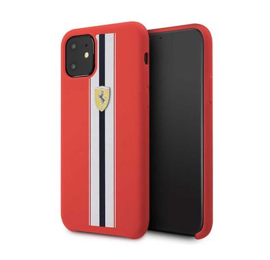 CG MOBILE Silicone Phone Case On Track & Stripes Compatible for iPhone 11 (6.1") Drop Protection Mobile Case Officially Licensed - Red