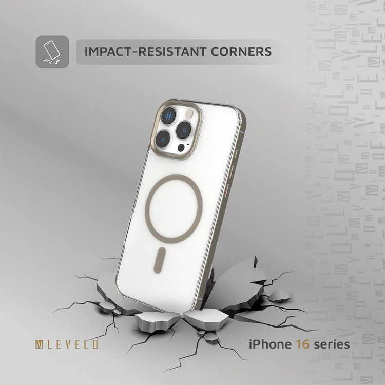 Levelo Claire Magsafe Case with Aluminum Bumper Case for iPhone 16 Pro , Hybrid Case, MagSafe Compatibility - Titanium