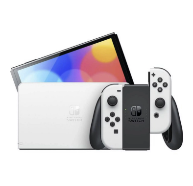 جهاز نينتندو سويتش أو إل إي دي جوي كون أبيض + 3 ألعاب فيديو