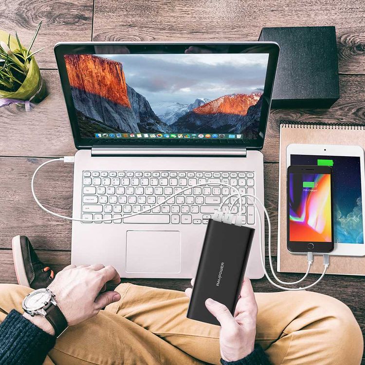 RAVPower Ace Series Portable Charger Power Bank 26800mAh with Dual Input & LED Battery Level Indicator - Type-C Compatibility - iSmart Double-Quick Recharge Powerbank - Black