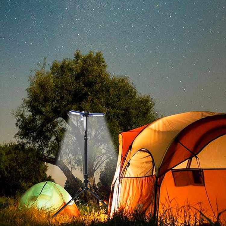 Powerology 2600mAh Camping Light with Tripod Stand, Built-in Solar Panels, 16 Hours Working Time, 5 Hours Charging Time, 180° Magnetic Head Lamp, 3 Light Modes, IPX4 - Black  