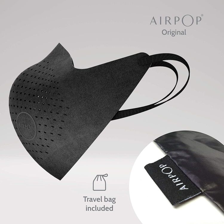 ايربوب قناع وجه أصلي قابل لإعادة الاستخدام ، أغطية وجه مرشح من 4 طبقات ، مقاس محيطي ، قناع وجه قابل للطي قابل للتعديل ، أقنعة وجه للبالغين لحماية الملوثات ، أسود