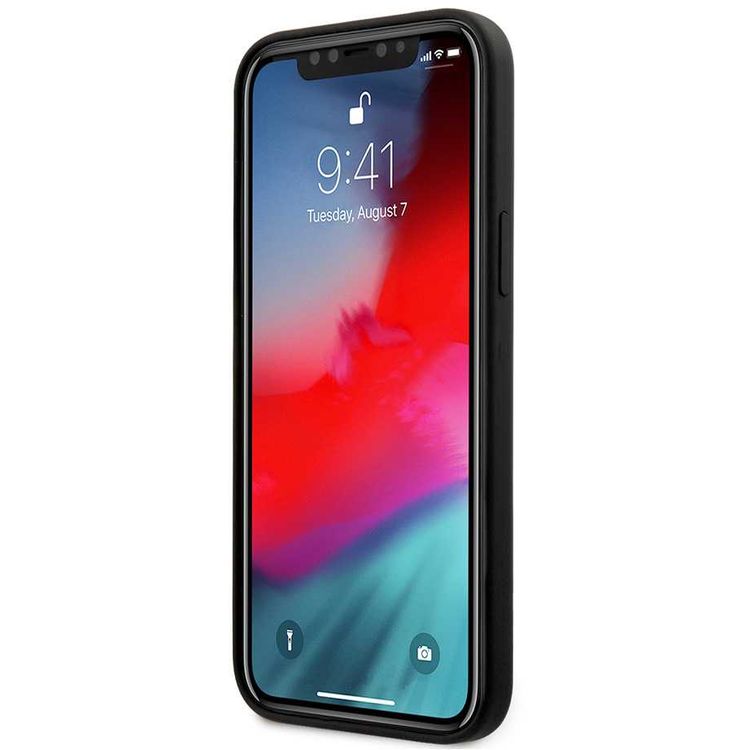 جراب CG Mobile BMW M Collection سائل من السيليكون مطبوع عليه شعار كبير متوافق مع iPhone 12/12 Pro (6.1 بوصة) - أسود