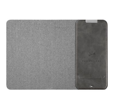Powerology Rolled Up Qi Wireless Charging Mouse Pad 15W, Case-Friendly, Fast Wireless Charging Mouse Mat Compatible for 12/12 Pro/12 Pro Max/11/11 Pro/11 Pro Max
