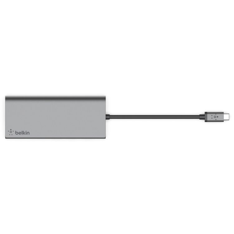 Belkin USB-C Multimedia ( 60W) Hub with USB-A USB-C HDMI Ethernet Card Reader, USB-C Multiport Hub with 5Gbps Compatible for MacBook Pro 13" M1 (2020), MacBook Air 13" M1 (2020), & Mac mini M1 (2020) - Space Gray
