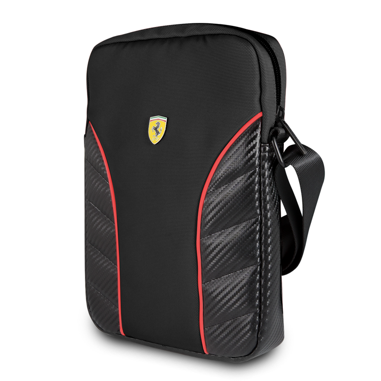 CG MOBILE Ferrari Scuderia Tablet Bag 10" with Adjustable Shoulder Strap, Easy for Carrying, Portable Storage Bag Suitable for Outdoor, Business, Office, School, Lightweight Slim, Officially Licensed - Black