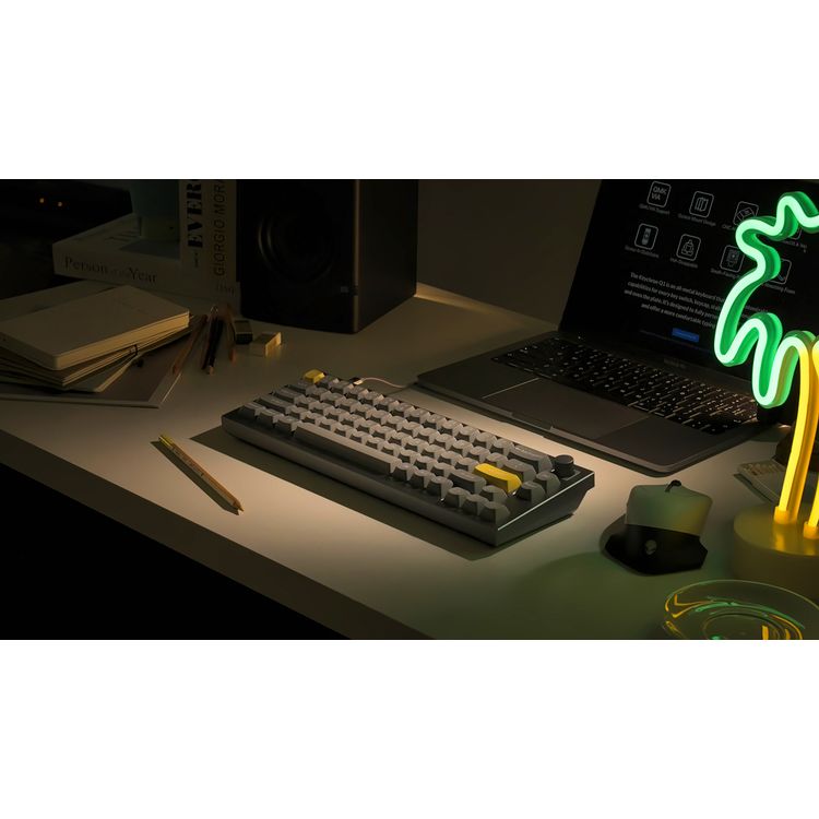 كي كرون لوحة مفاتيح ميكانيكية Q2 QMK جاتيرون  G-PRO لوحة مفاتيح ميكانيكية مزودة بمفتاح RGB ومفتاح بني وقابل للتبديل السريع المخصص | لوحة مفاتيح ألعاب بتصميم مريح - رمادي