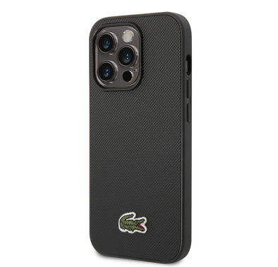 Lacoste Hard Case Iconic Petit Pique PU Woven Logo Estragon Compatible with iPhone 14 Pro - Black