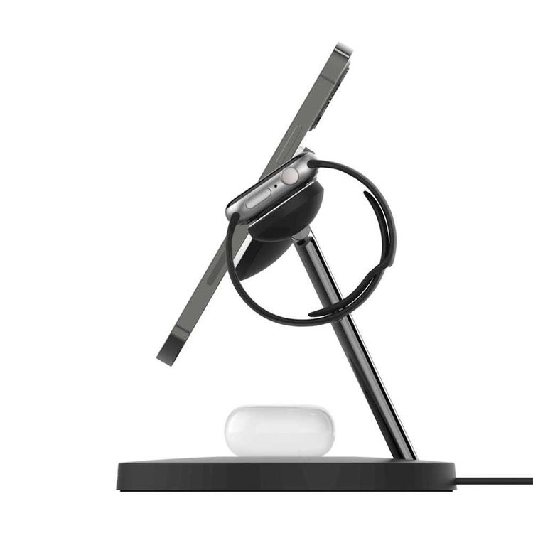 شاحن لاسلكي من بيلكن 3 في 1 شاحن لاسلكي سريع WIZ009MYBK - أبيض