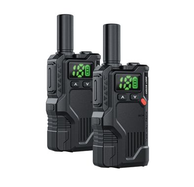 Green Lion GPX600 Walkie Talkie with 16 Analog Channels, Clear Phosphor Display, 8-Level Volume Control, 2-4km Transmit Range, 4-5 Days Working Time - Black