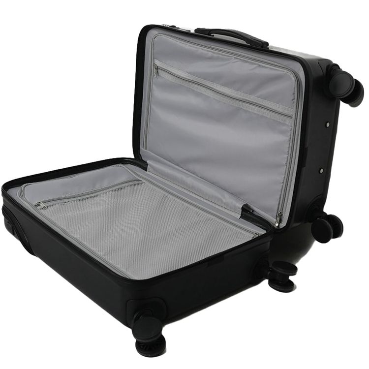  حقيبة سفر ليفيلو أوديسي بغطاء أمامي مفتوح مقاس 22 بوصة، تحمل وزن 30 كجم، مقاومة للصدمات، دوران العجلات 360 درجة، مقبض تلسكوبي - أسود