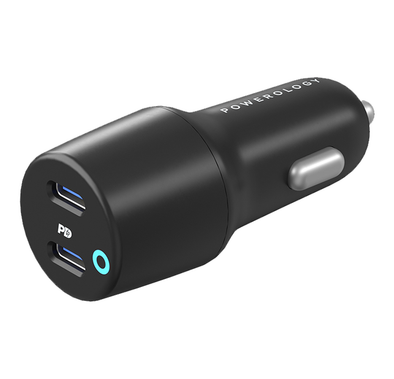 Powerology Dual Port LED Car Charger PD 45W - Black