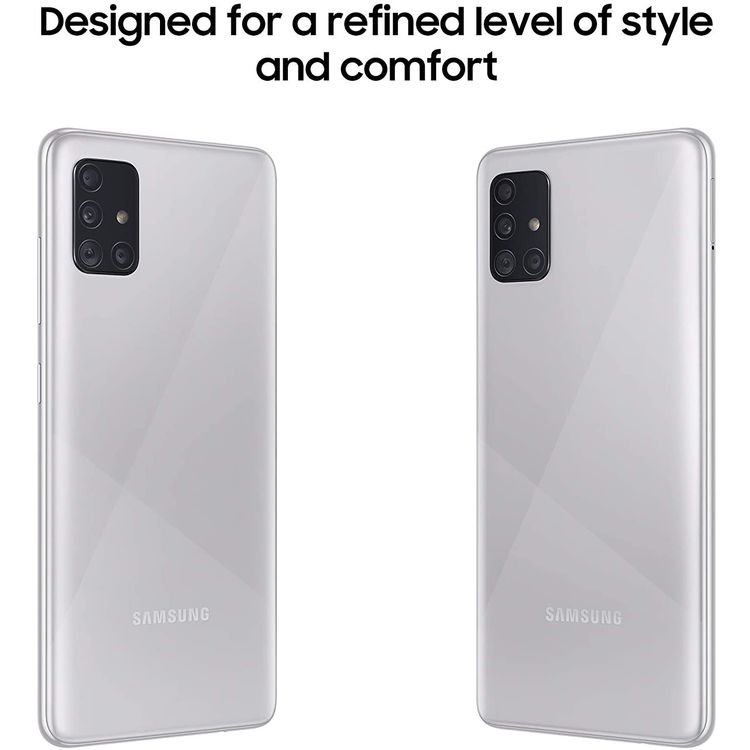 Samsung Galaxy A51 Smartphone Dual SIM 4G LTE 6GB RAM /  128 GB, Ultra High-Resolution Quad Camera, 4K Video, Exynos Chipset, 4000 mAh All Day Battery, LED flash, panorama, HDR Camera - Silver