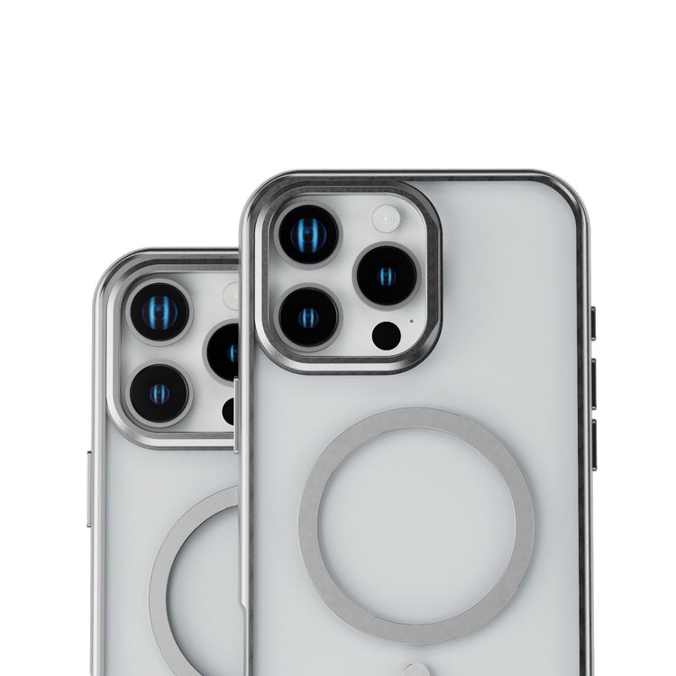 كفر حمية Levelo Elio PC مع حامل حلقي للكاميرا لهاتف iPhone 16 Pro Max، حامل مدمج، متوافق مع MagSafe - فضي 