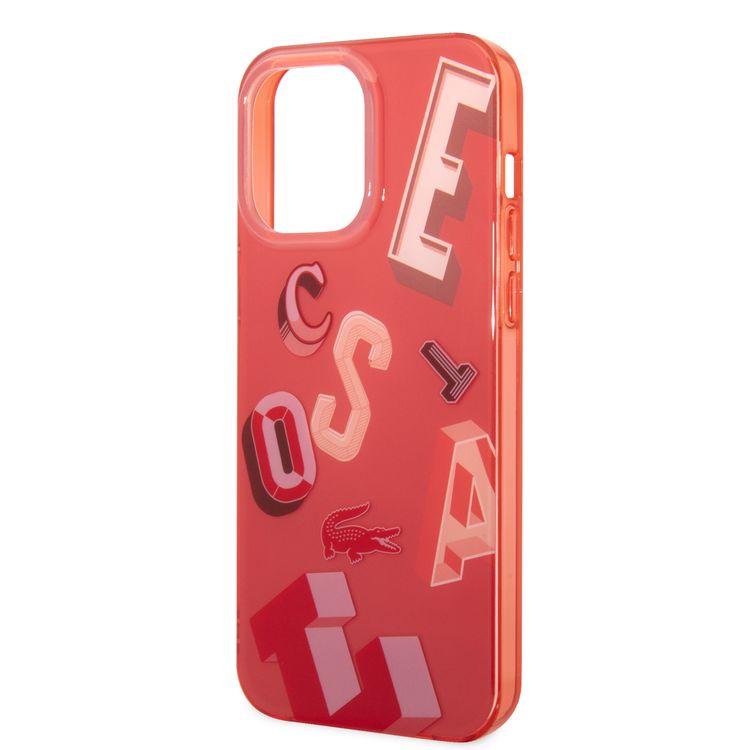 Lacoste Hard Case IML Double Layer & Dyed Bumper Lettrines Compatible with iPhone 14 Pro Max - Red