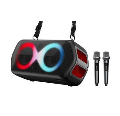 Monster Musicbox Go with 2 Microphones Bluetooth Speaker, RGB Color Lighting Effects, Bluetooth Version 5.3, USB-C Charging Port, 2.5 Hours Working Time - Black