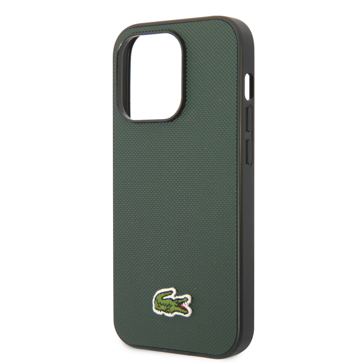Lacoste Hard Case Iconic Petit Pique PU Woven Logo Estragon Compatible with iPhone 14 Pro - Sinople Green