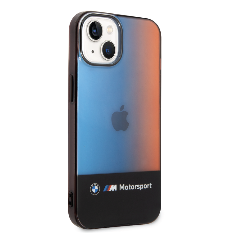 BMW Motorsport Collection PC/TPU IML Case with Printed Middle Tricolor Fading Stripe iPhone 14 Compatibility - Black