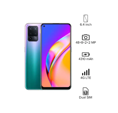 OPPO A94 Dual SIM Fantastic Purple 8GB RAM 128GB 4G LTE, 48 MP AI Quad Camera,Ai Color Portrait Video - Middle East Version