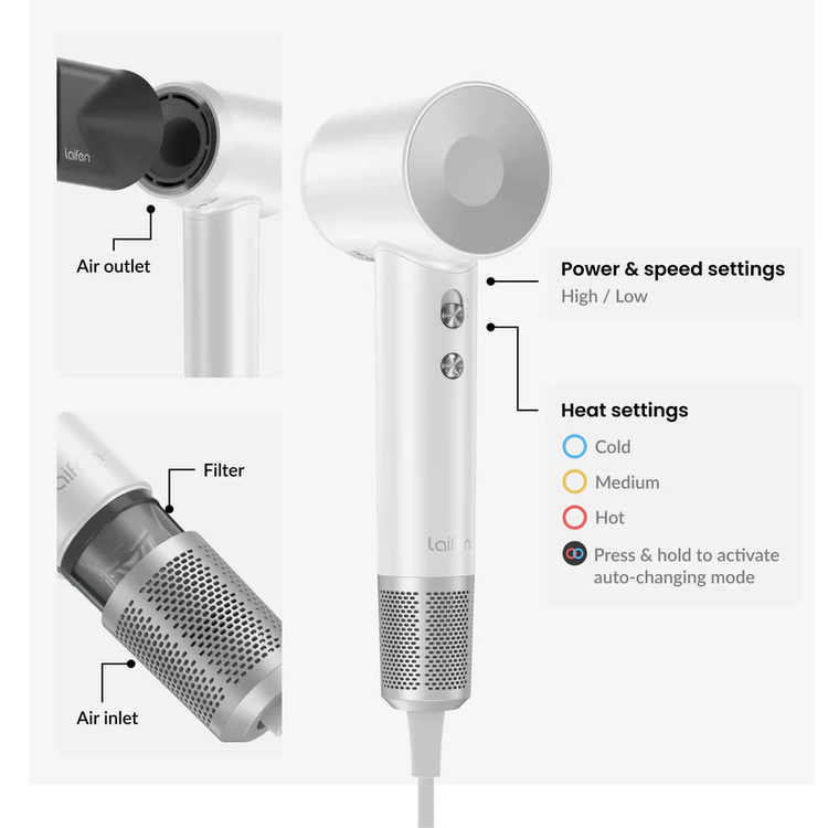 مجفف شعر خاص من لايفن سويفت - أبيض