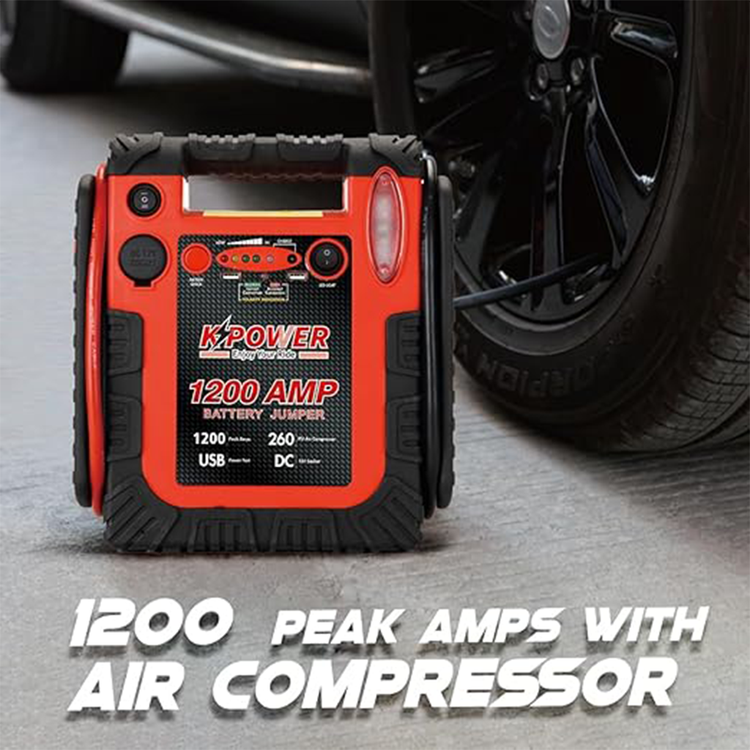 K Power Portable Jump Starter With Air Compressor, 260PSI, 12V, 20000mAh