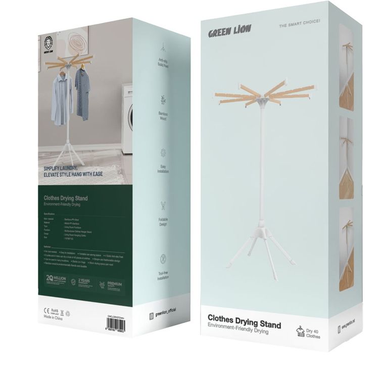 Green Lion Clothes Drying Stand, Anti-Slip Solid Feet, Function Multipurpose Clothes Hanger Stand - White