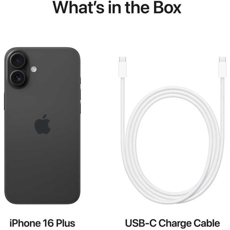 Apple iPhone 16 Plus with 128GB Capacity & Dual SIM, 6.7‑inch Screen Size, USB-C Connector Type, 6‑Core CPU, 5‑Core GPU, 5G Network Technology, Splash, Water & Dust Resistant, International Version - Black