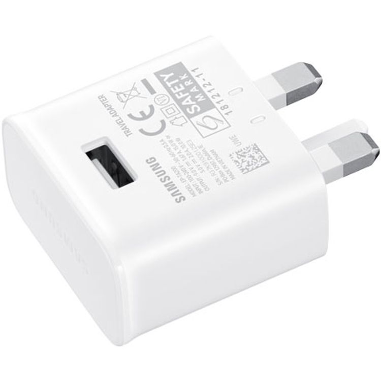 سامسونج TA200CWEGGB محول سفر 15 وات مع كابل يو اس بي- ايه  إلى يو اس بي - سي ، شاحن سامسونج أصلي متوافق مع هواتف جلاكسي الذكية ، شحن فائق السرعة ، حماية من الجهد الزائد - أبيض