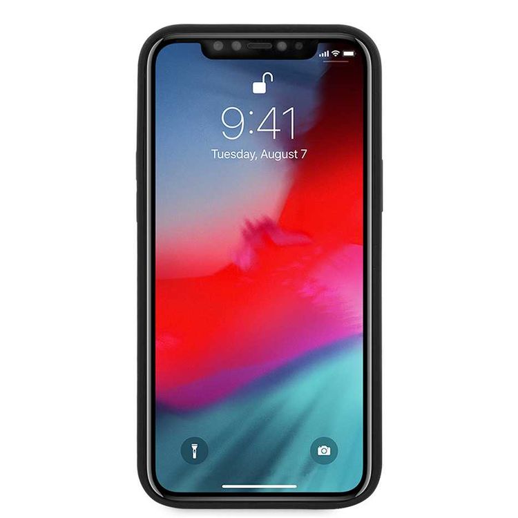 جراب CG Mobile BMW M Collection سائل من السيليكون مطبوع عليه شعار كبير متوافق مع iPhone 12/12 Pro (6.1 بوصة) - أسود