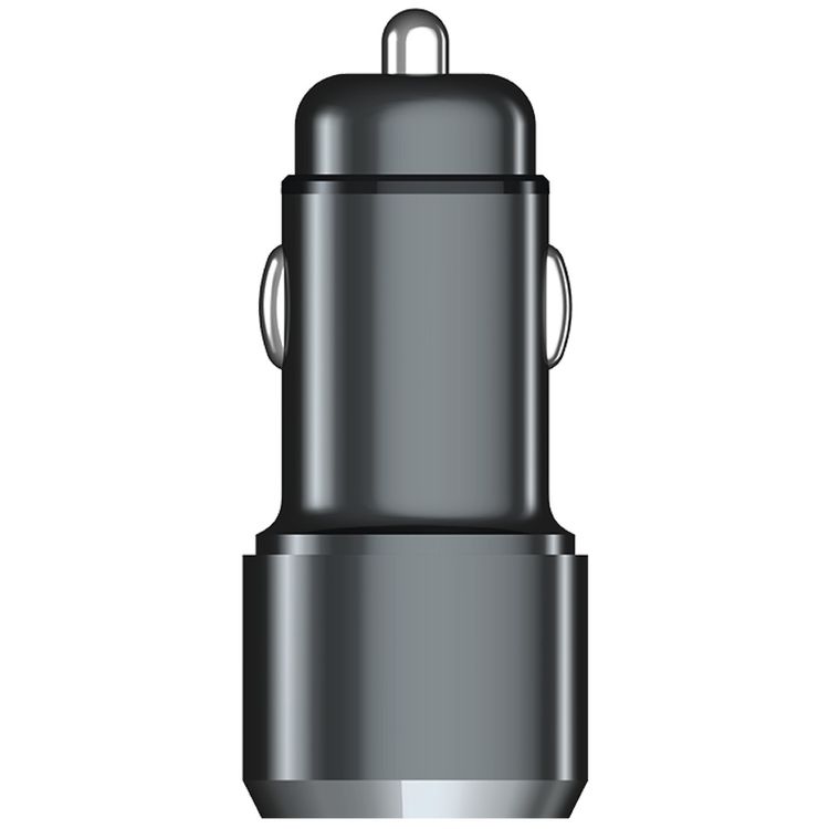 Powerology Aluminum USB + PD Car Charger 43W with Type-C Cable 0.9M - Black	