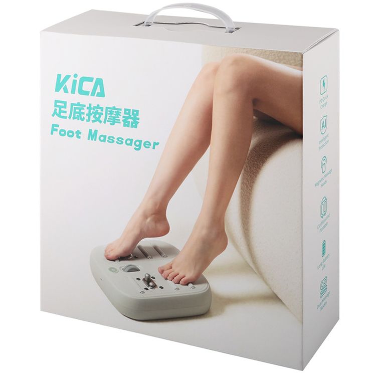 Kica Foot Massager with Intelligent Protection, Eight Magic Magnets, 6 Massage Rollers, Dual Percussion Massage Modes, 18 Hours Battery Life, PD Quick Charge, Cordless and Portable - White