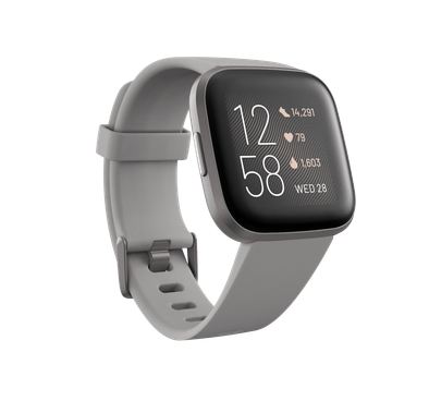 Fitbit Versa 2 Fitness Wristband with Heart Rate Tracker & Amazon Alexa Built-in Smartwatch, 24/7 Heart Rate & Sleep Tracking, Fitbit Pay, 5+ Day Battery Life - Grey/Silver