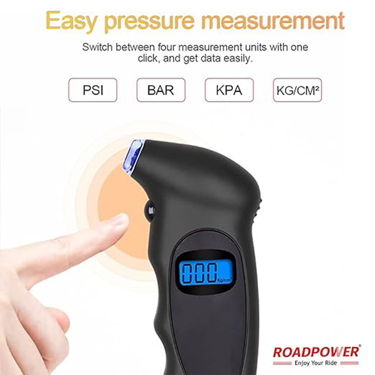 RoadPower Digital Tire Pressure Gauge, 100 PSI, 4 Settings