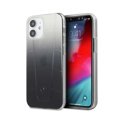 CG MOBILE Mercedes-Benz Transparent Phone Case Embossed 2 Compatible for iPhone 12 Mini (5.4 ) Officially Licensed - Black Gradient